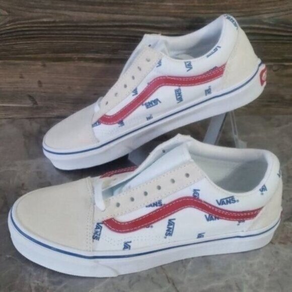 New Vans Old Skool Womens White Sneakers Size 7 Logo Skater Casual Streetwear - Picture 3 of 10